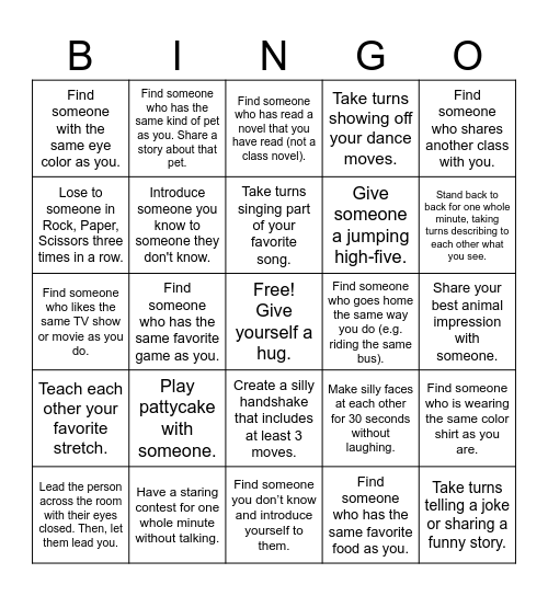 Interactive Human Bingo Card