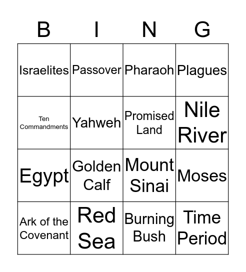 Book of Exodus Bingo Card