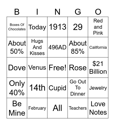 Valentine's Day Bingo Card