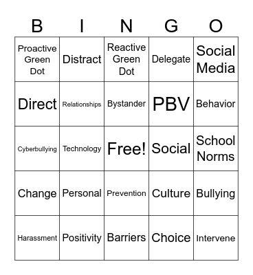 Green Dot Bingo Card
