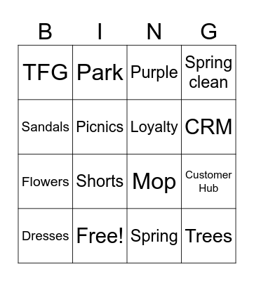 It's a Spring thing! Bingo Card