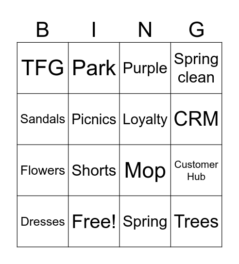 It's a Spring thing! Bingo Card