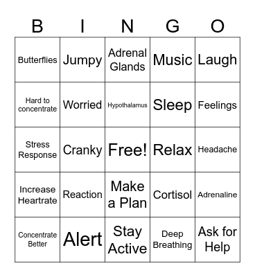 Stress Bingo Card