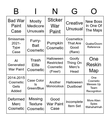 Scream Fortress 2023 Bingo Night Bingo Card