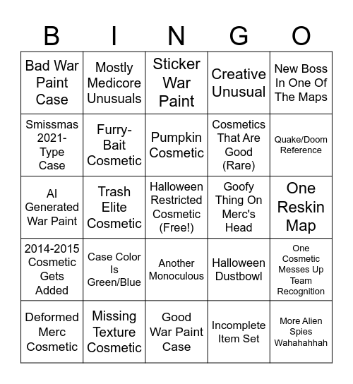 Scream Fortress 2023 Bingo Night Bingo Card