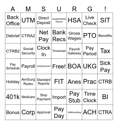 National Payroll Week Bingo Card