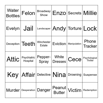 The Housemaid Bingo Card