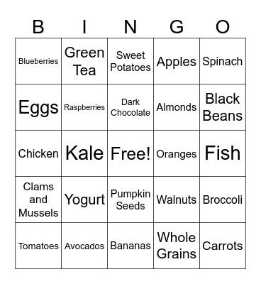 Nutrition to Promote Mental Health Bingo Card