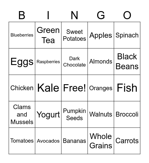 Nutrition to Promote Mental Health Bingo Card