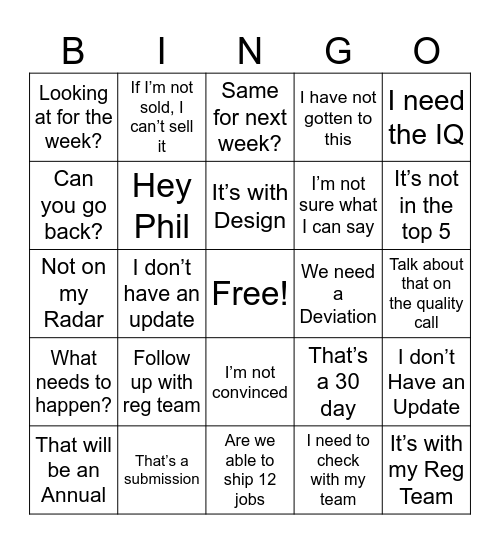INSPIRE Bingo Card