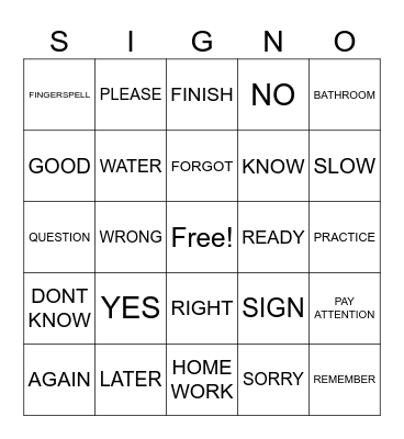 SURVIVAL SIGNS Bingo Card