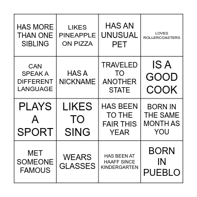 "WHO ARE YOU?" BINGO Card