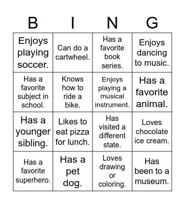 Human Bingo Card