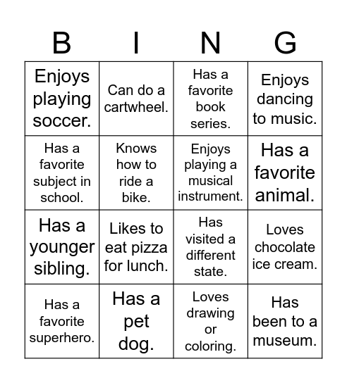 Human Bingo Card