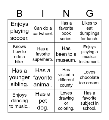 Human Bingo Card