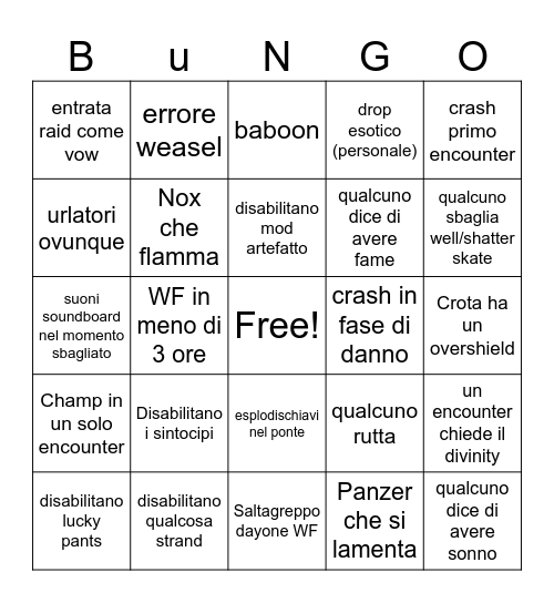 B U N G O  C A R D | D A Y  O N E Bingo Card