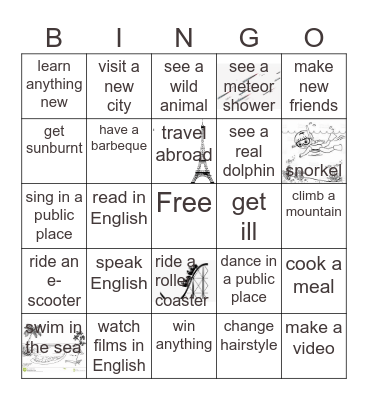Back to shool, looking back to summer Bingo Card