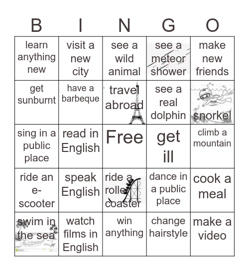 Back to shool, looking back to summer Bingo Card