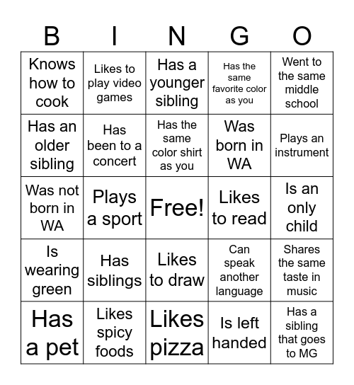 Untitled Bingo Card