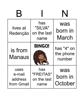 Personal Information Bingo Card