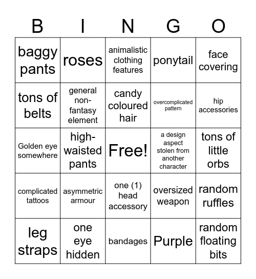 Cursed ones Design bingo Card