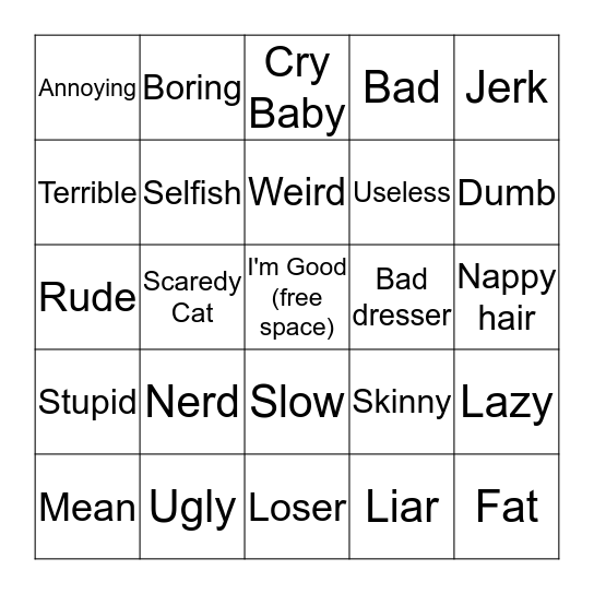 I'm GOOD Bingo Card