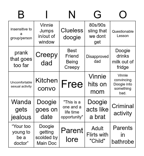 Doogie howser bingo Card