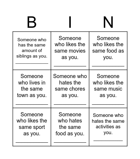 Icebreaker bingo! Bingo Card