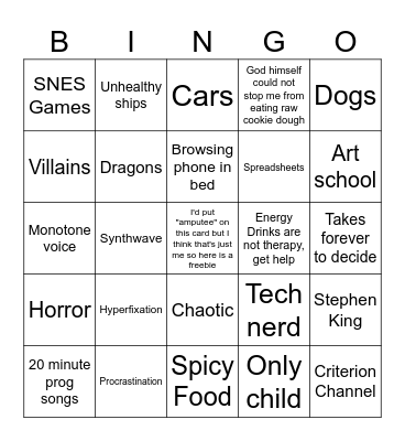Cass Bingo Card