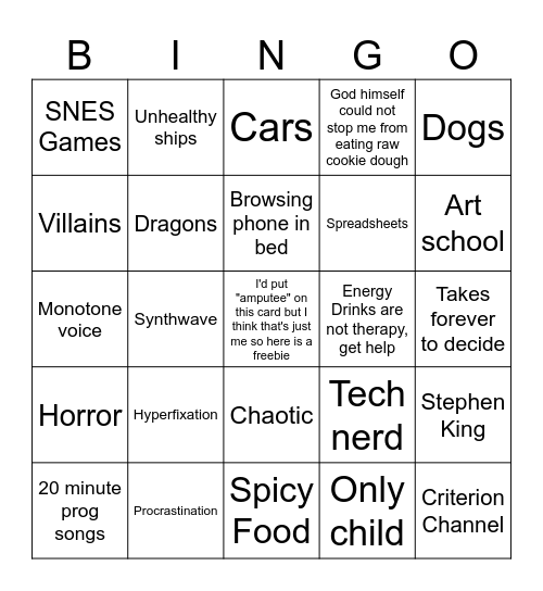 Cass Bingo Card