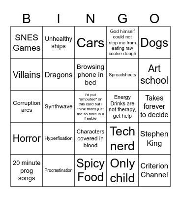 Cass Bingo Card
