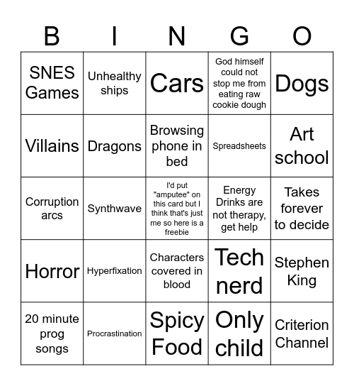 Cass Bingo Card