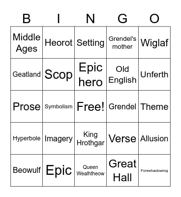 Beowulf Bingo Card
