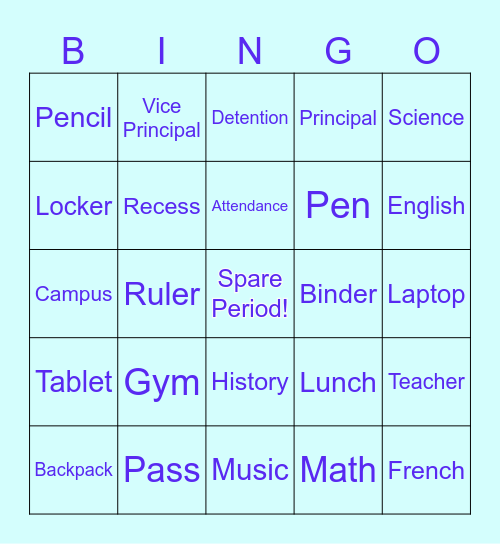 Back to School - XPOSE Team Virtual Bingo Card