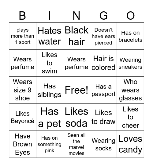 Get to know! Bingo Card