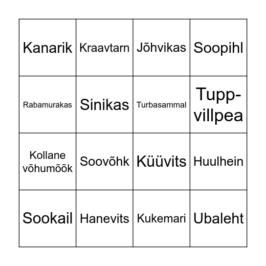 Soo taimed Bingo Card