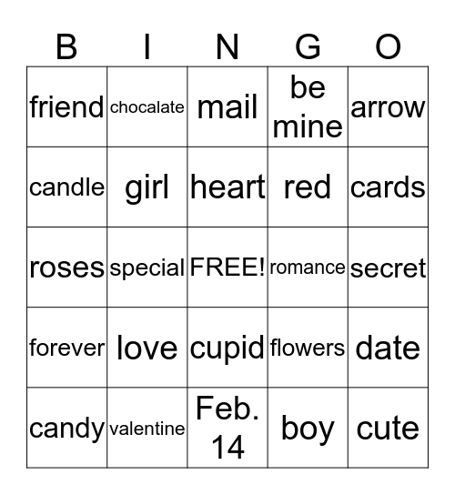 Valentine Bingo Card