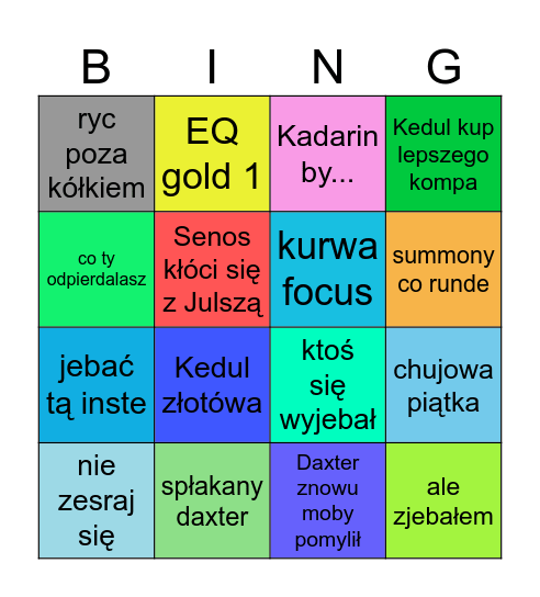 Sidragowe Bingo Card