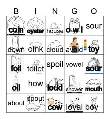 oi, oy, ou, ow BINGO Card