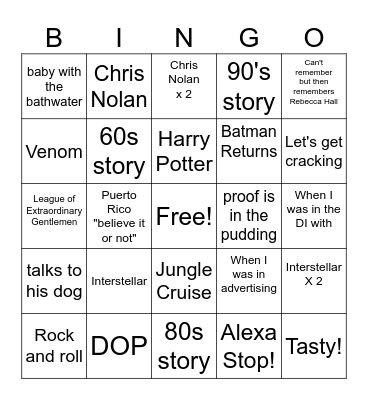 Paul Franklin Bingo Card