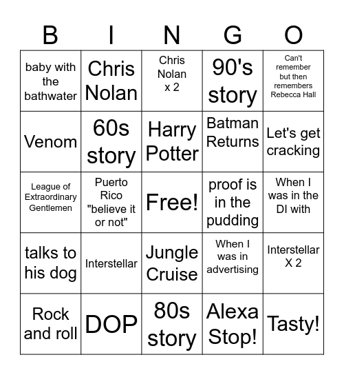 Paul Franklin Bingo Card