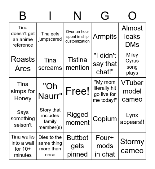 Tinachino Bingo (Starfield Edition) Bingo Card