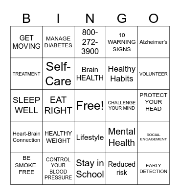 10 Healthy Habits for Your Brain Bingo Card