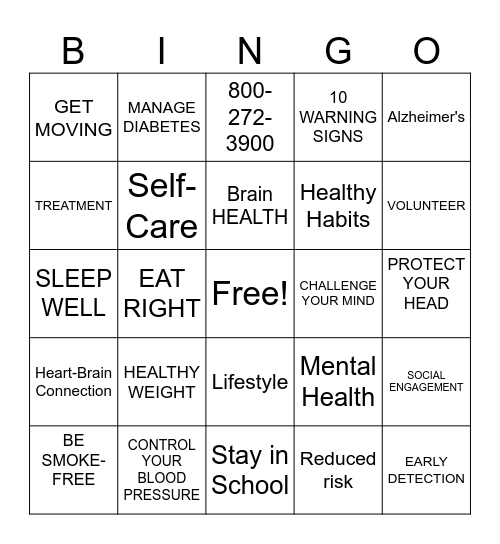 10 Healthy Habits for Your Brain Bingo Card