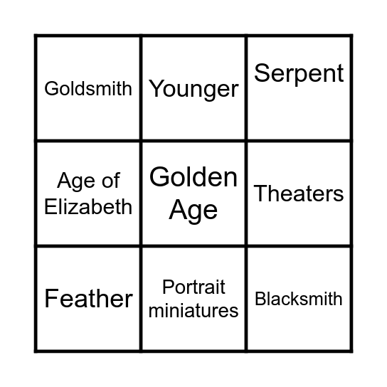 Elizabethan Art BINGO Card