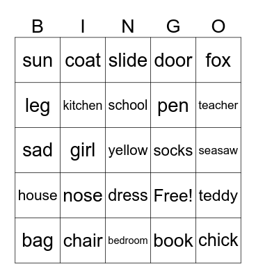 Family and friends Bingo Card