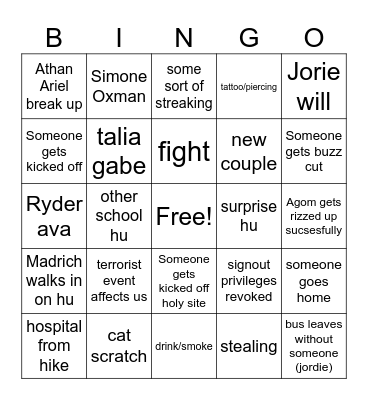 Muss Bingo Card