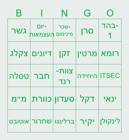 Peleg's Bingo Card