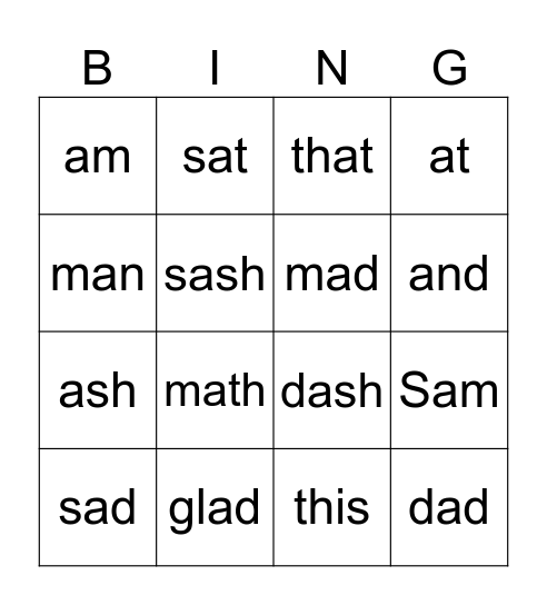 Introducing Samsam and Adam Bingo Card