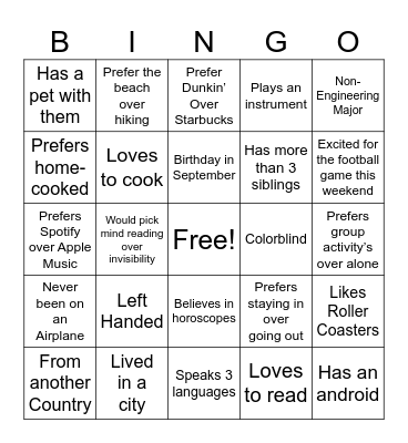 HESE Human Bingo Card